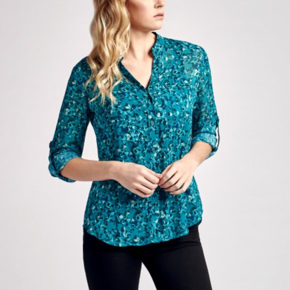 Kut from the Kloth Tops - Kut from the Kloth Jasmine Floral Blouse in Teal